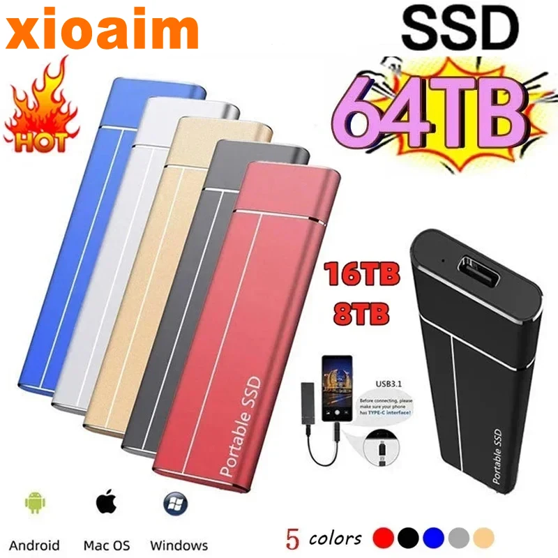 Per Xiaomi Portable 2Tb Ssd 4Tb 16Tb Disco Rigido Esterno Type-C Usb 3.1 Hard Disk Di Archiviazione Esterna Ad Alta Velocità Per Laptop