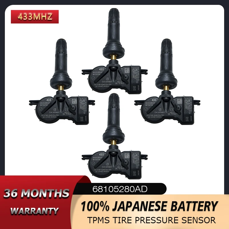Фото Для DODGE Дротика JEEP RENEGADE CHRYSLER 200 FIAT 500X датчик давления в шинах 433 МГц TPMS 68105280AC 68105280AD 68105280AF №1