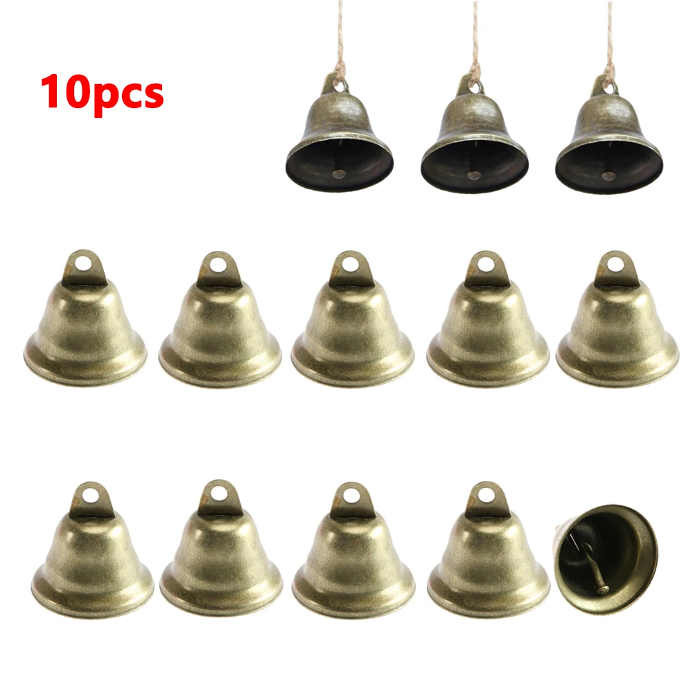 10pcs 38mm Cat Dog Collar Brass Bells Vintage Bronze Pet Necklace Pendant Christmas Tree Jingling Bells DIY Craft Wind Chimes hand bell