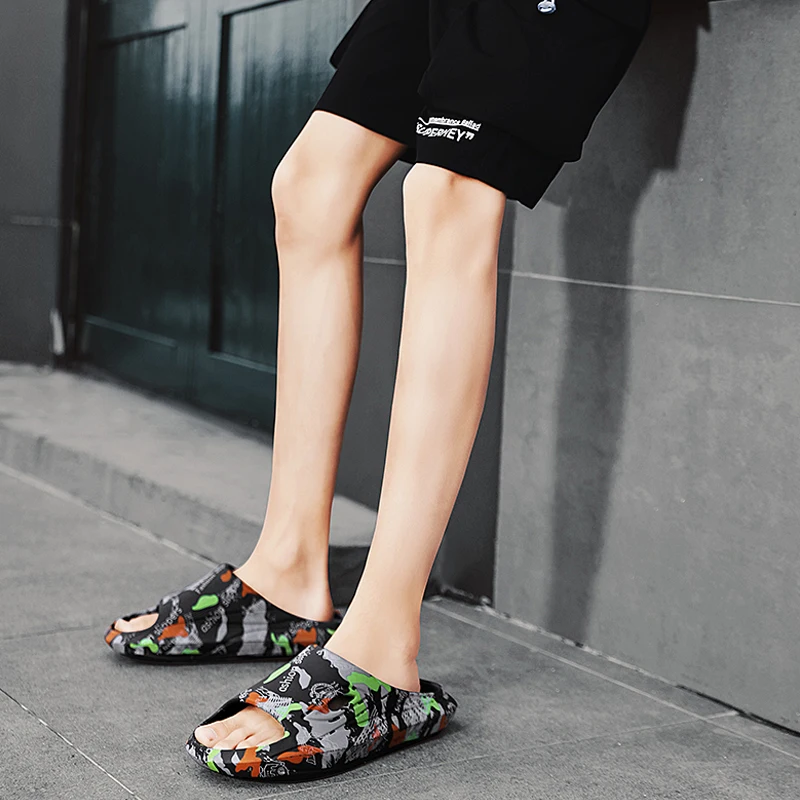 Thick Platform Bathroom Home Slippers Men Fashion Soft Sole EVA Indoor Slides Camouflage Man Sandals Summer Non-slip Flip Flops