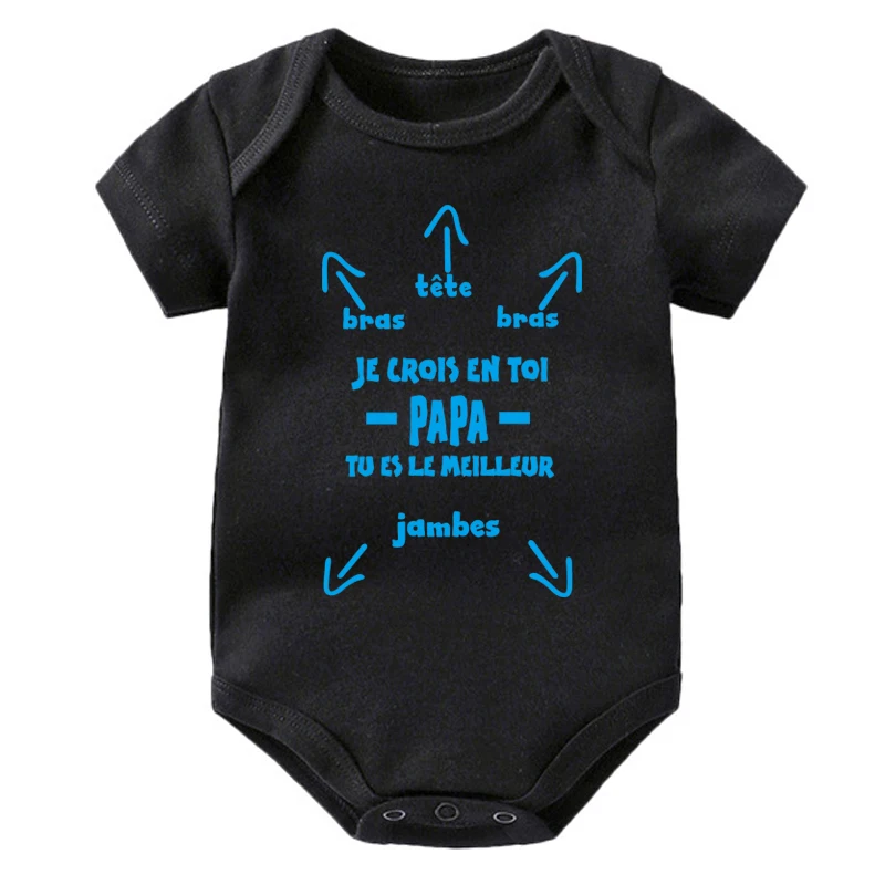 Papa Tu Es Le Meilleur Baby Bodysuit Cute Summer Baby Romper Body Baby Boys Girls Clothes Outfits Cotton Baby Wear Dad\'s Gift