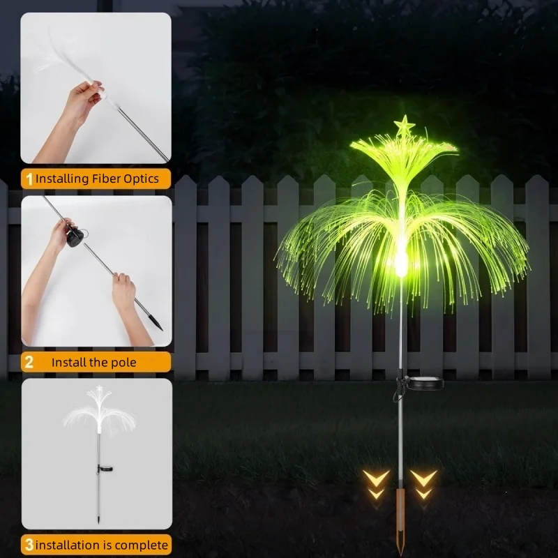 Description Picture 2 of itemColorful fiber optic jellyfish light sways with the wind Outdoor waterproof sunlight powered garden decorative light
