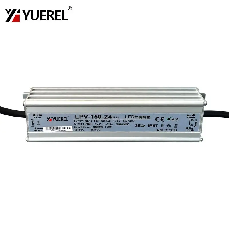 IP67 LPV 100W 120W 150W Outdoor Waterproof Switch Power Supply 240VAC 180VAC to 12V 24V DC LED Outdoor Transformer