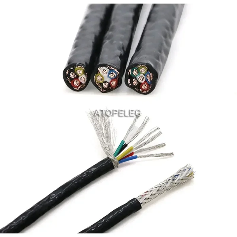Produktbild von 1 Meter Abgeschirmtes Kabel – Hitzebeständiger Elektrodraht In 24/22/20/18/17 AWG, 2–8 Adern, Graues PVC-isoliertes Schleppkabel Für CNC & Co. (Farbe: 22AWG 0,3mm, Größe: 4 Adern, 1 Meter)