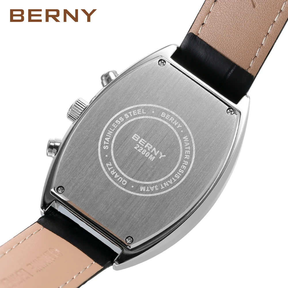 BERNY Orologio Uomo Vintage Orologi da Ferrovia Impermeabile Analogico al Quarzo con Data-Giorno e Subquadranti