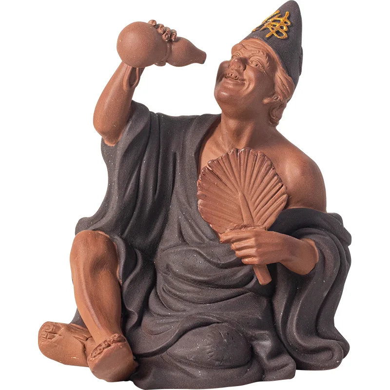 Drunken Jigong Buddha Ornaments, Ceramic Figure Statue, Dragon Subduing Arhat Zen, Home, Shelf, Desktop Decoration