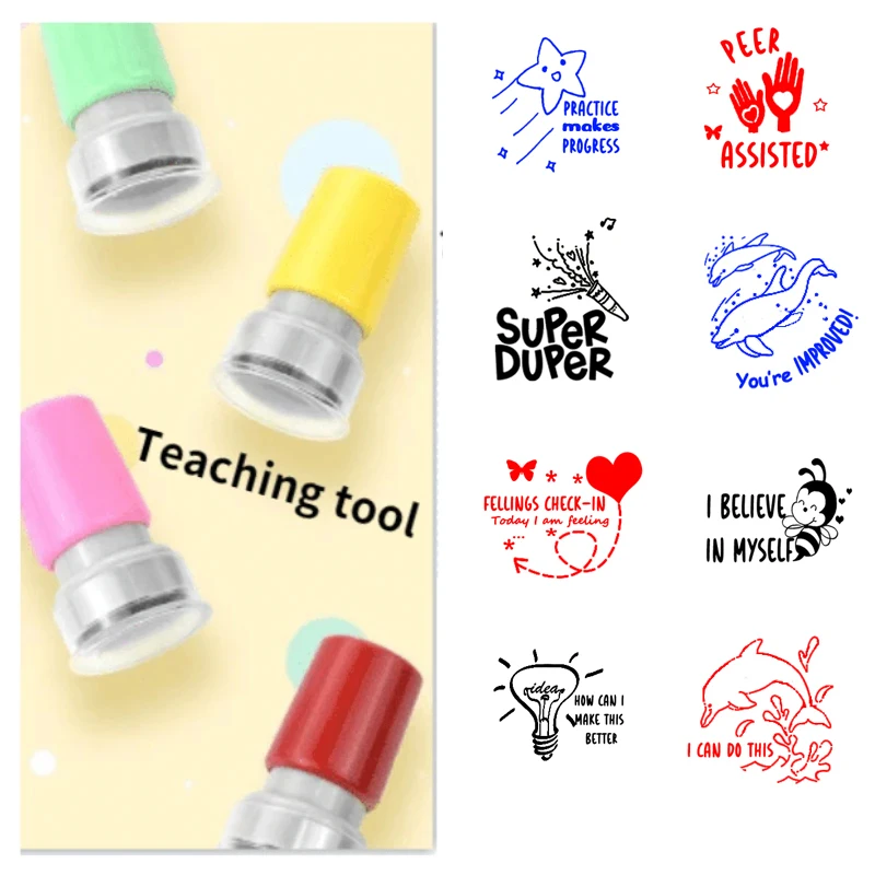 1 Piece Kids Encourage Seal Teacher Teaching Tools Student Kindergarden Motivation Gift Praise Reward Stamps Self-ink children stamps childrens seal