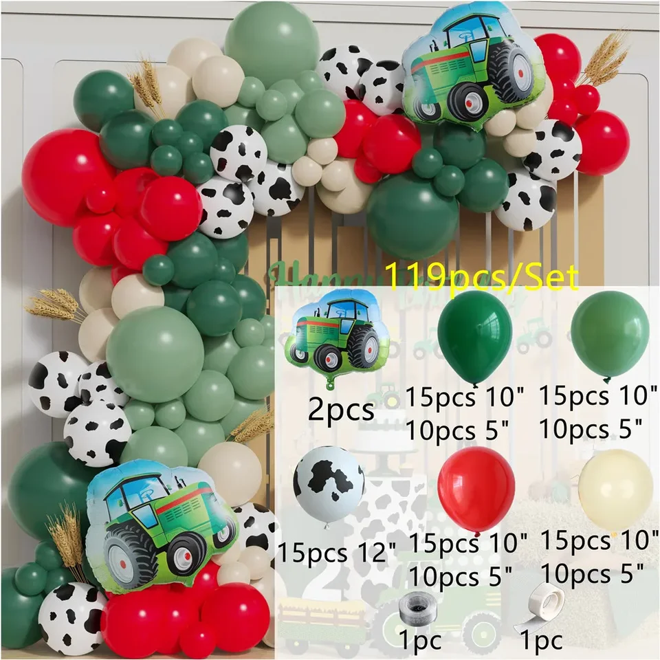 Set Decorazione Compleanno 3 Anni Tema Trattore – Palloncini E Striscione Per Festa Bambino - 2