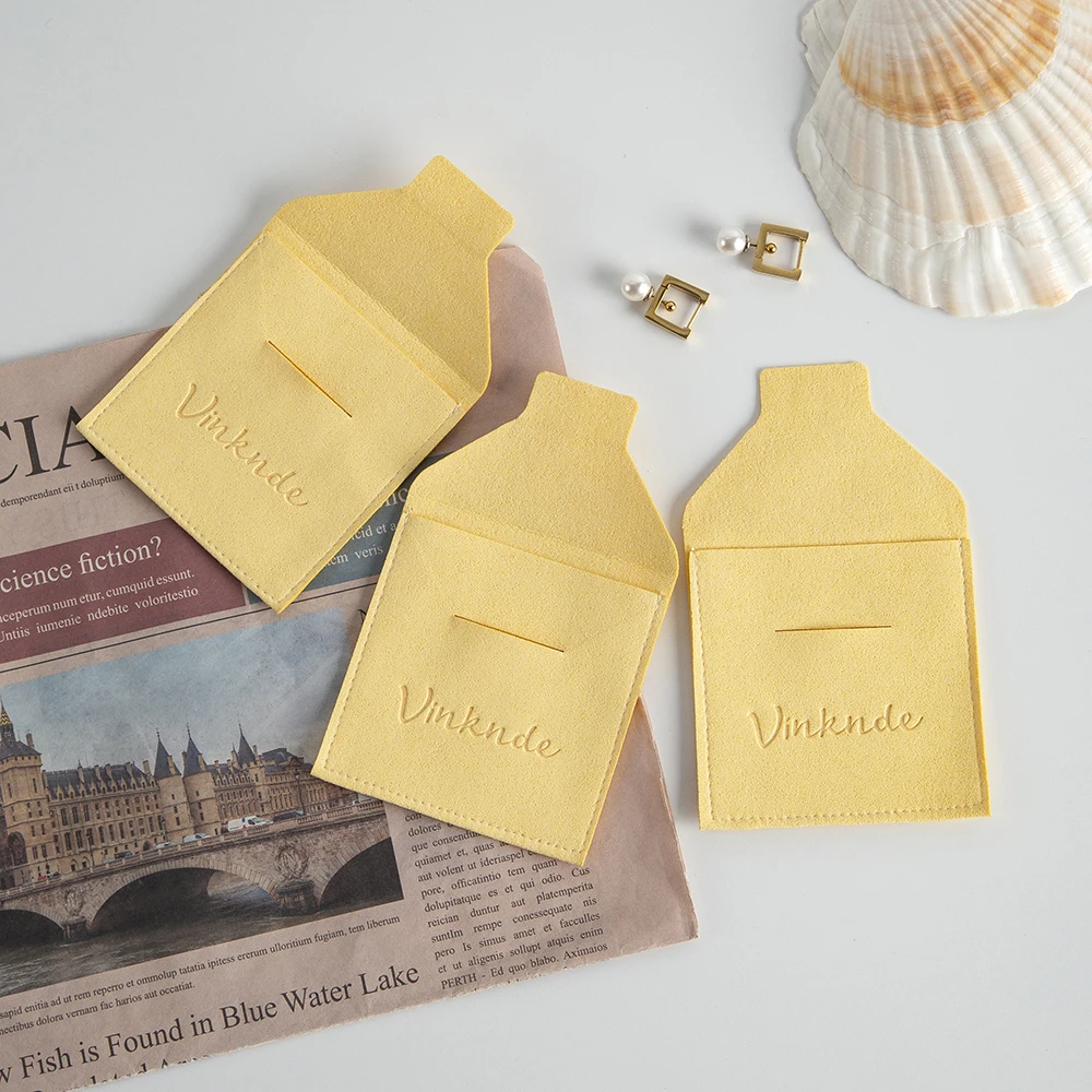 100 Teile/los Benutzerdefinierte Schmuck Umschlag Tasche Gelb Mikrofaser Samt Sude Flanell Geschenk Beutel Box Einsatz Zubehör Schmuck Lagerung – Detail 3