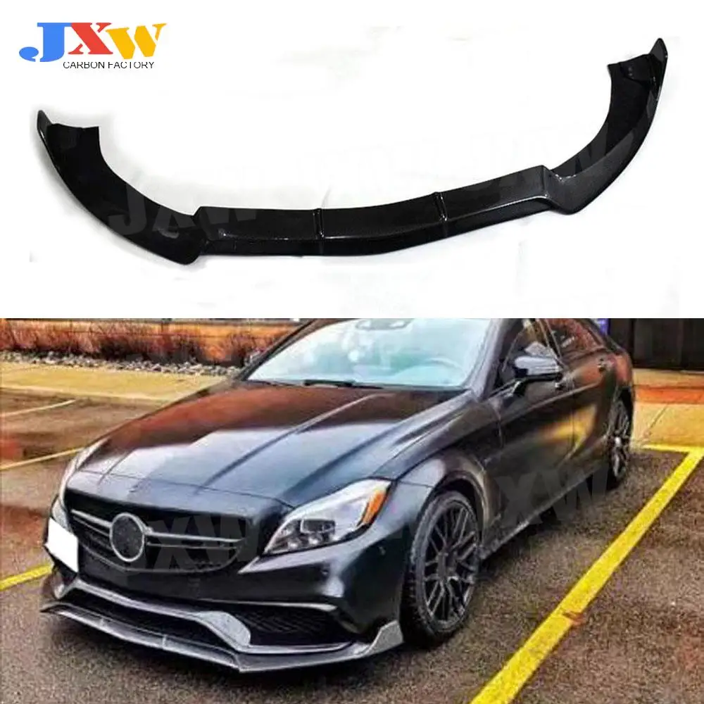 

Передний спойлер из углеродного волокна для Mercedes-Benz W218 CLS63 AMG Sedan 4-Door 2015 - 2017 B Style защита для переднего бампера