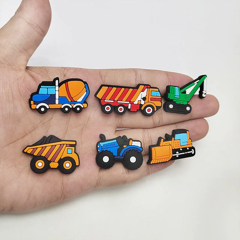 Engineering Vehicles Cars Set PVC Shoe Charms Accessories for Clogs Slide Sandals Shoe Decoration Buckles Pins Boys Girls Gifts