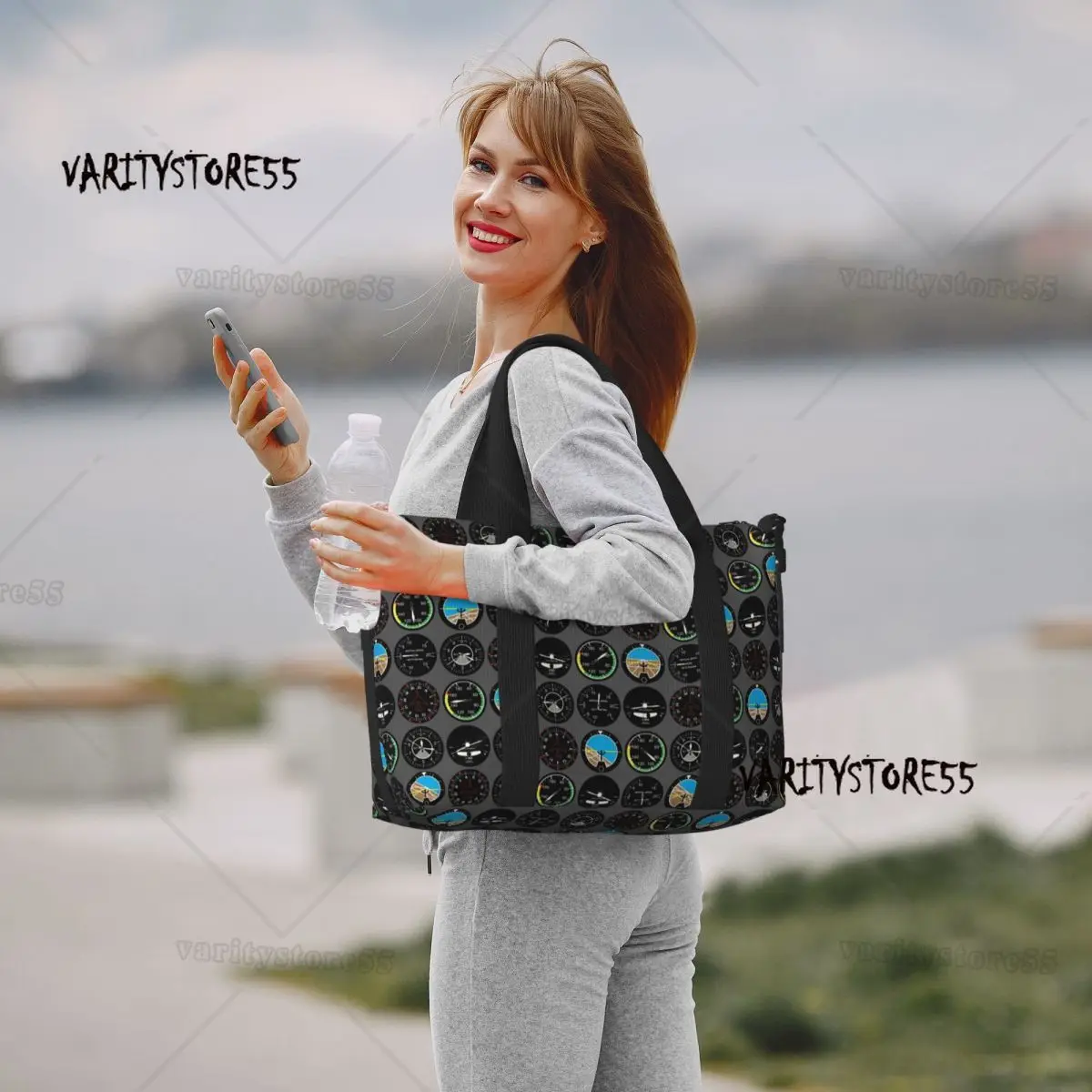 Aviation Airplane Flight Instruments Grocery Shopping Tote Bags Women Plane Aviator Pilot Gift Beach Gym Travel Bags