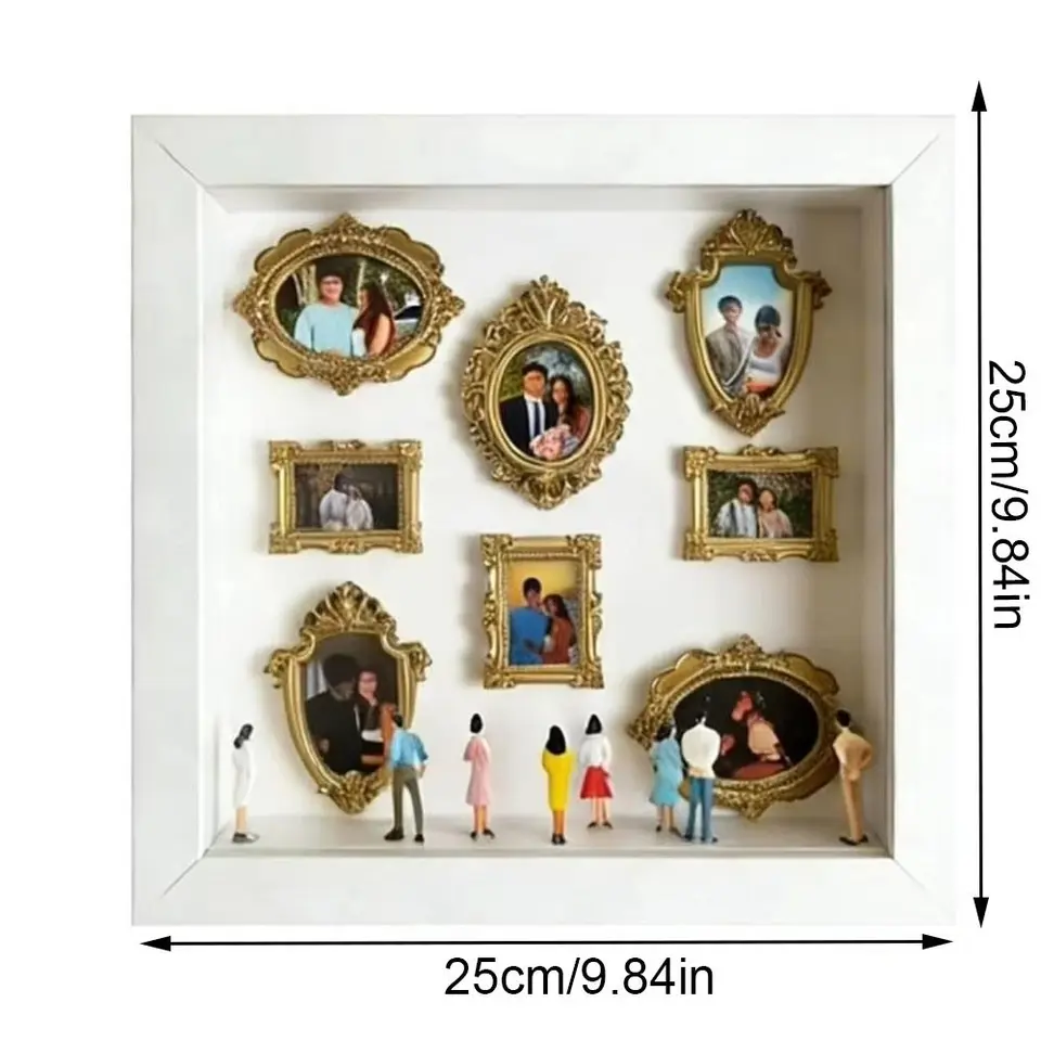 Doe-het-zelf mini-museum-silhouetendoos, gepersonaliseerde familiefoto