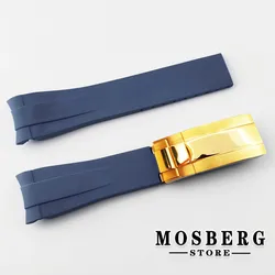 Premium Black & White 20mm Watch Strap | Stainless Steel & Rubber Band with Plastic Buckle (Blue 20)