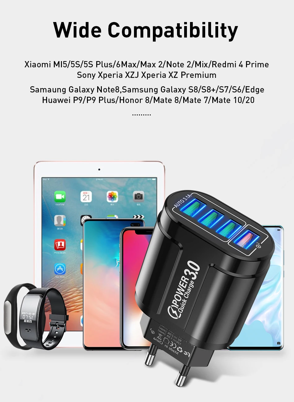 USLION-4 منافذ USB شاحن ، شحن سريع 3.0 ، 48 واط ، محول الهاتف ، آيفون ، شاومي ، المحمولة الجدار التوصيل ، المحمول شاحن سريع ، الاتحاد الأوروبي ، KR ، AU 6 USLION-4 منافذ USB شاحن ، شحن سريع 3.0 ، 48 واط ، محول الهاتف ، آيفون ، شاومي ، المحمولة الجدار التوصيل ، المحمول شاحن سريع ، الاتحاد الأوروبي ، KR ، AU