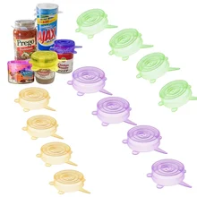 12-Pack, BPA-Free Small Silicone Can Covers Flexible Seal Lids for Yogurt/Regular Wide Mouth Mason Jars/Soda Beer Pet Food Cans