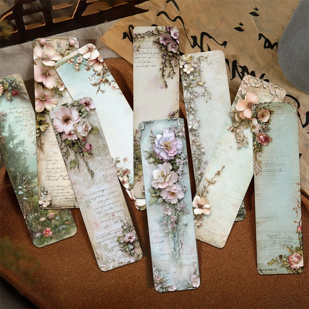 30pcs Stereoscopic Vintage Landscape Wallflower Bookmarks Students Message Index Paper Cards Handbook DIY Decorative Materials bookmarks stationery supplies paper bookmark