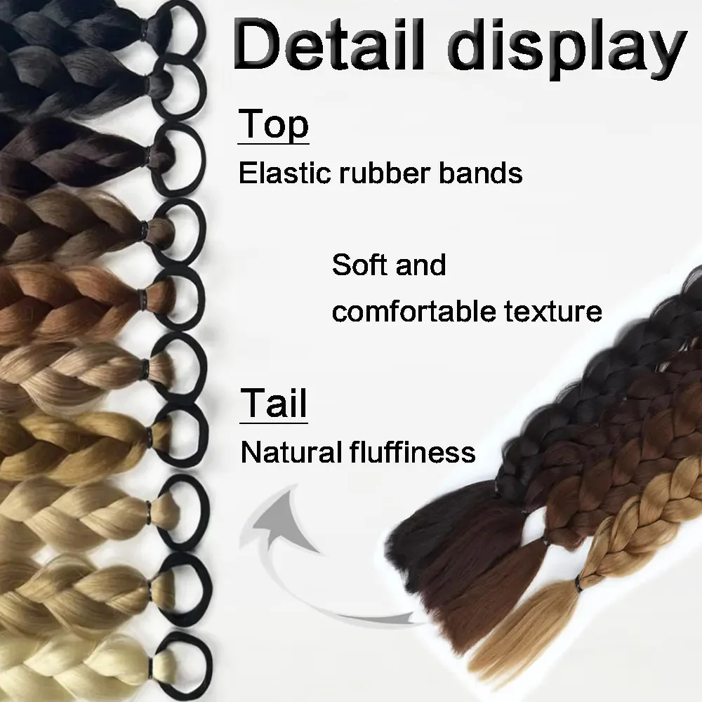 المرأة الاصطناعية 24 بوصة مضفر ذيل حصان ملحقات مست...