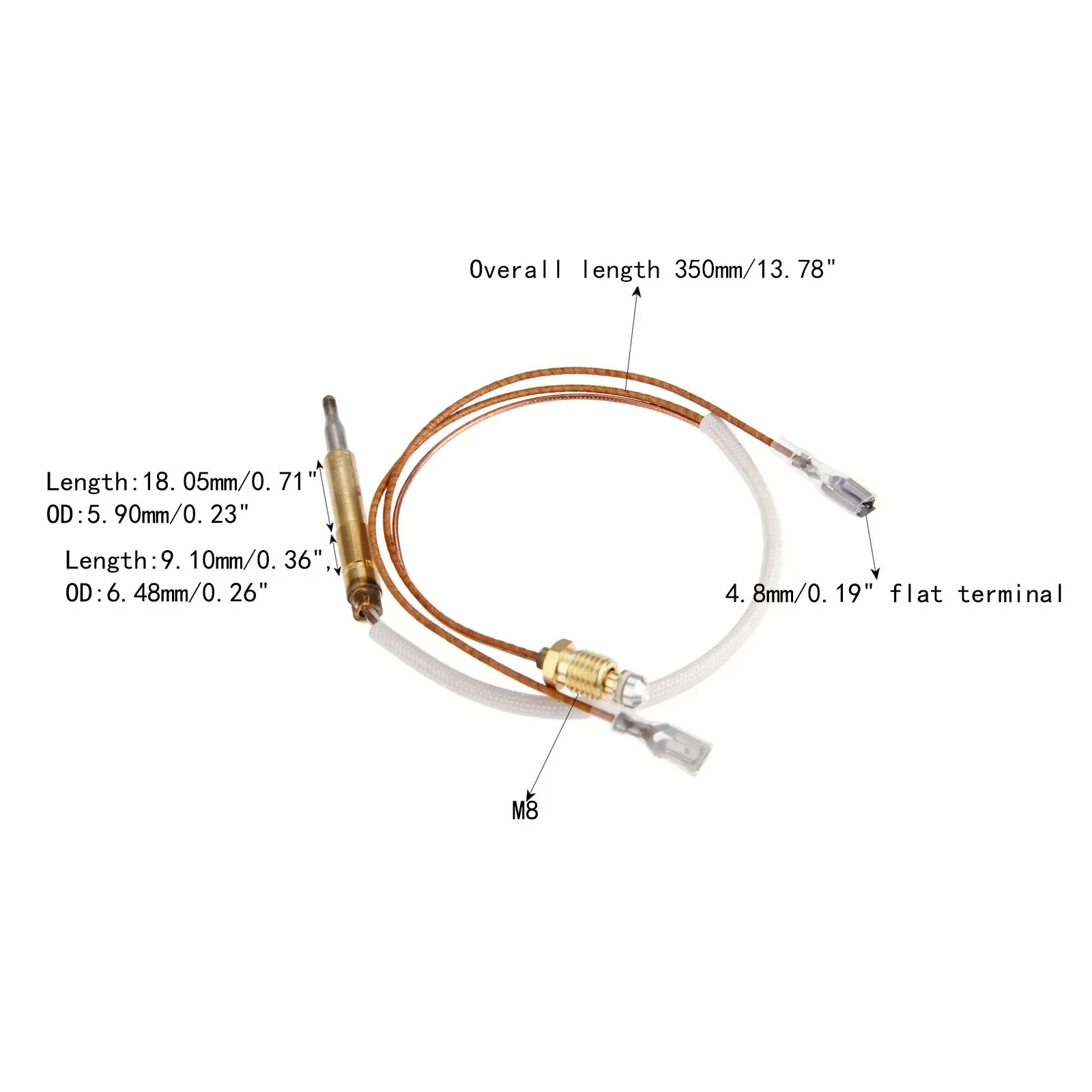 Universal 350mm groove type thermocouple 4.8mm terminal with anti-down switch gas patio heater outdoor part fix on bracket 1set