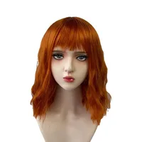 Fashionable orange synthetic wig with Liu seawater ripple daily wear cosplay party high temperature silk wig full head cover 5