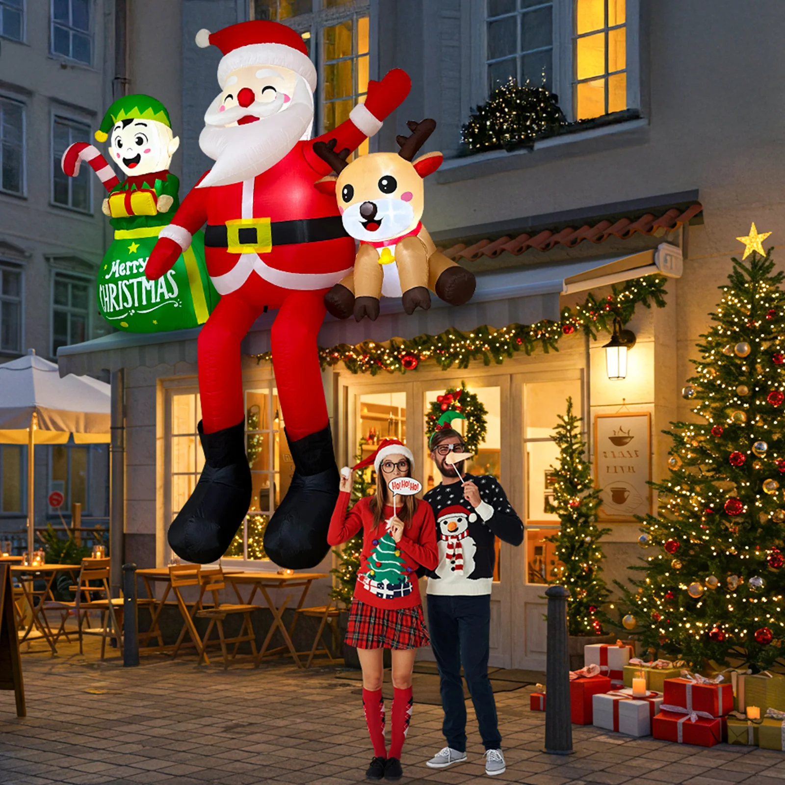 8FT Santa & Reindeer Inflatable 4