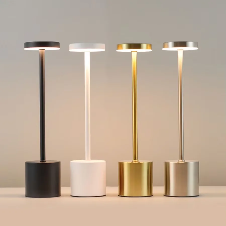 led table lamp Simple LED Metal Table Lamp Rechargeable Touch Desk Lamp 3 Colors Adjustable Bedside Creative Ambient Light Bar Room Decor Light
