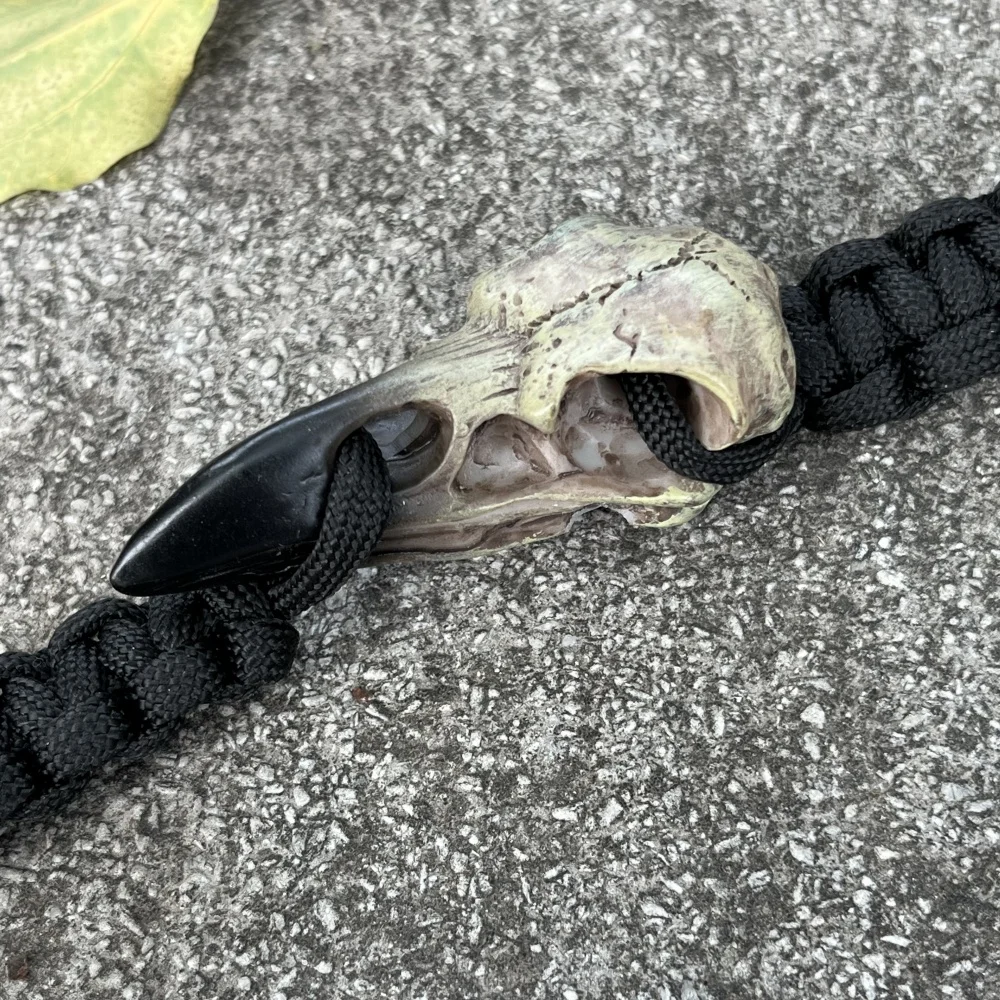 Nostalgia Punk Rock Odin Raven Skull Resin Jewelry Viking Bracelet Runic Rune Bead Paracord Crow Skeleton Bangle Accessories