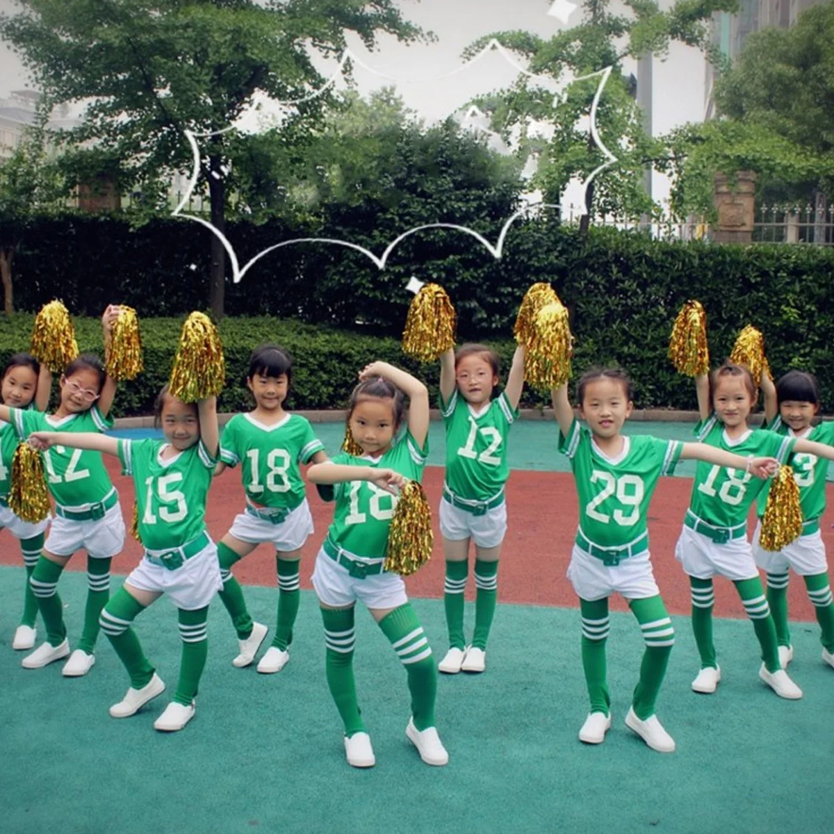 Pom Poms Cheerleader Props Cheerleading Sports Dance Accessories Foil Performance Metallic Supplies Team Kids Cheering