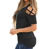 Customized Print T Shirt for Women DIY Logo Top T-shirt Short sleeve Female Tops Off The Shoulder Hollow Tee 4