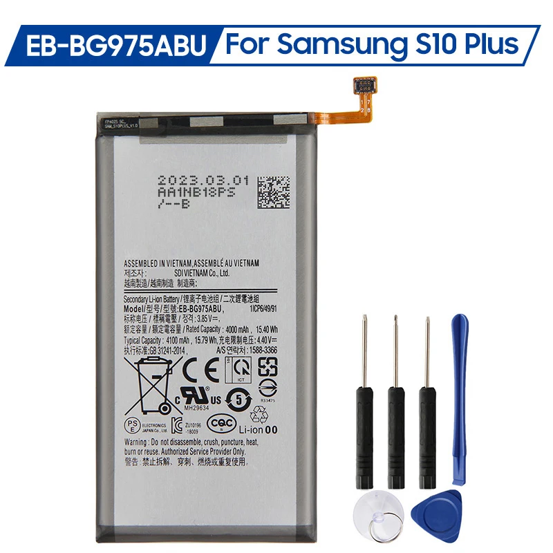 

Replacement Battery EB-BG975ABU For Samsung Galaxy S10 Plus S10 Plus,SM-G9750 Rechargeable Battery 4100mAh