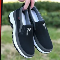 Beijing Men's Canvas Shoes Breathable Soft Bottom Anti-slip Work Casual Slip-On Shoes Rubber Sole Low Heel Cotton Lined