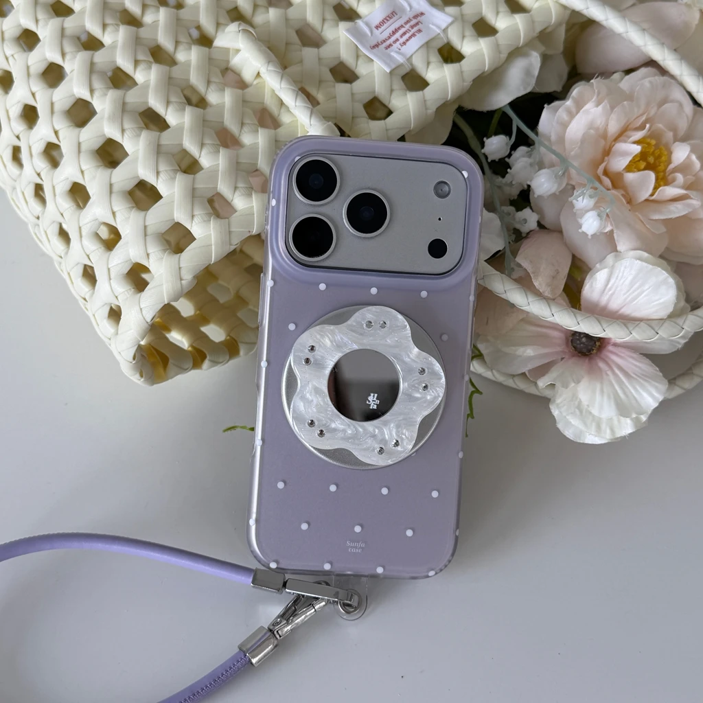 غطاء هاتف لاسلكي مغناطيسي بتصميم منقط غير لامع مع...