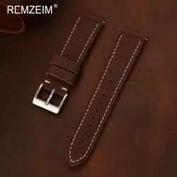 Elegant Genuine Leather Quick Release Watch Strap - Business Style Replacement Band - 22mm (Dark Brown)