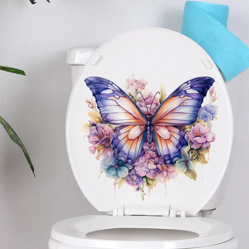 Funny Butterfly Toilet Stickers Waterproof Adhesive Decorative Vinyl Decals Toilet Lid Wc Refrigerator Home Decoration