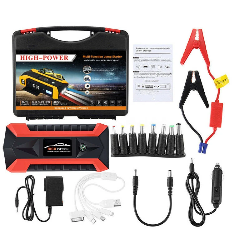 

89800MAh Car Jump Starter Pack Booster LCD 4 USB Charger Battery Power Bank(EU