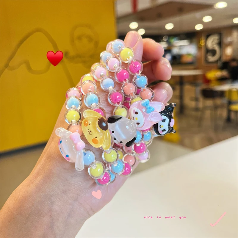 

Милые Плюшевые Браслеты Sanrio в стиле коричника Kuromi, растягивающийся браслет My Melody, Женская цепочка, искусственная кожа, свадебные ювелирные изделия дружбы, подарки
