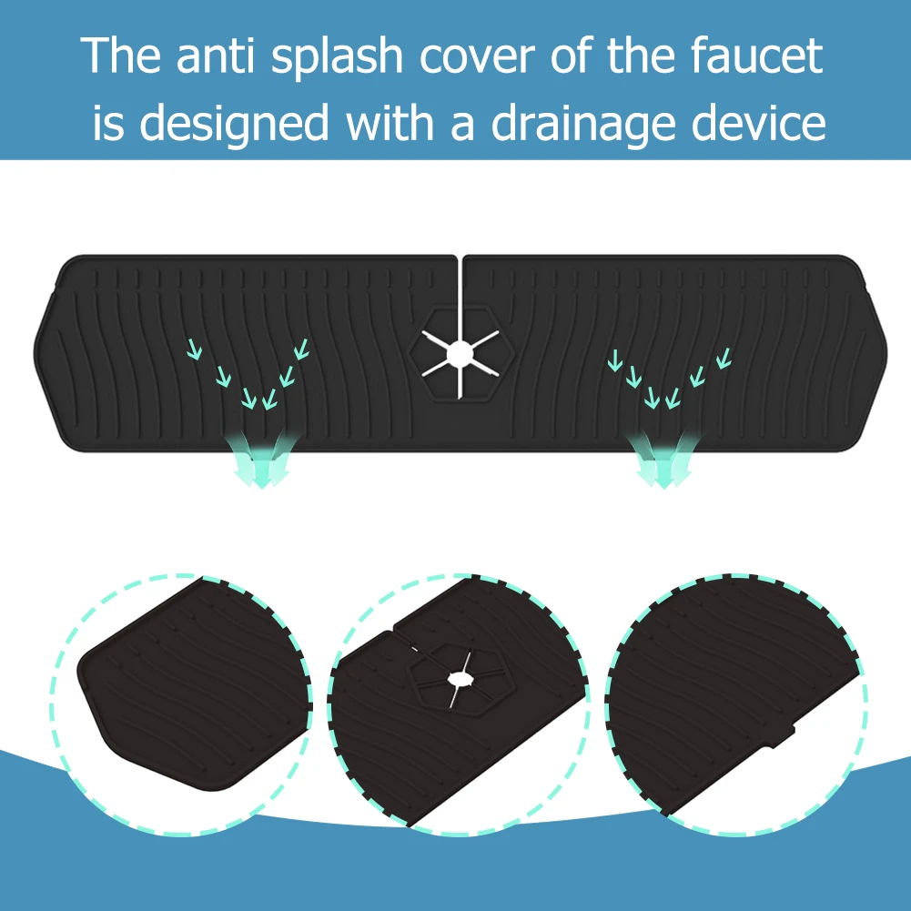 Faucet Absorbent Mat Sink Splash Guard Silicone Faucet Splash Catcher Countertop Protector For Bathroom Kitchen Gadgets61X14.4cm kitchen splash guard