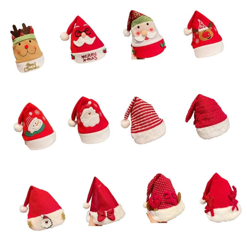 

Y166 Cosplay Santa Hat Holiday Christmas Hat for Adult Unisex Multi Type Can Choose Christmas Hat for New Year Adult Teens