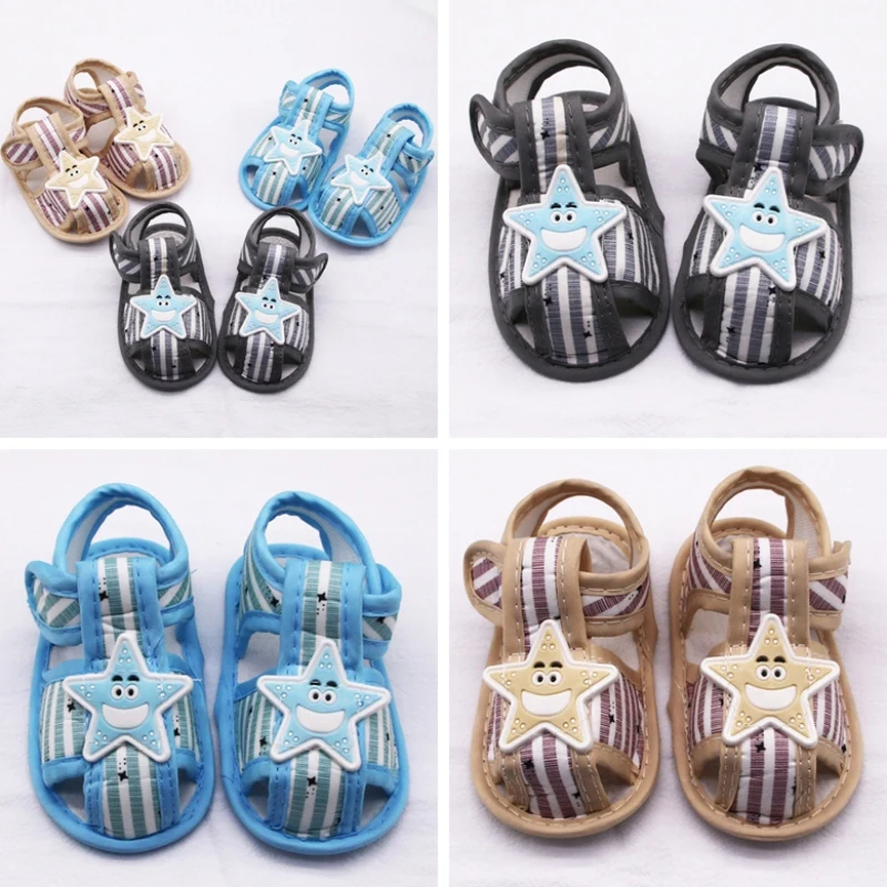 Summer Baby Boy Girl Star Pattern Hollow Sandals Cotton Infant Toddler Soft Sole Shoes First Walker
