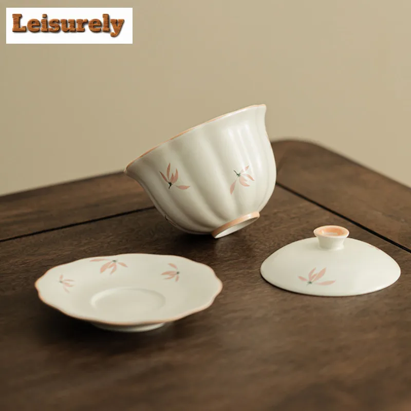 Hand Painted Orchid Tea Set Complete Set Traditional Tea Ceremony Set Tea Maker Teapot And Tea Cup Set Drinkware Supplies Craft