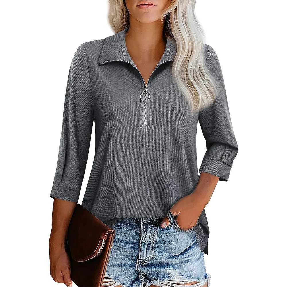 Casual Female Three Quarter Blouse Shirt