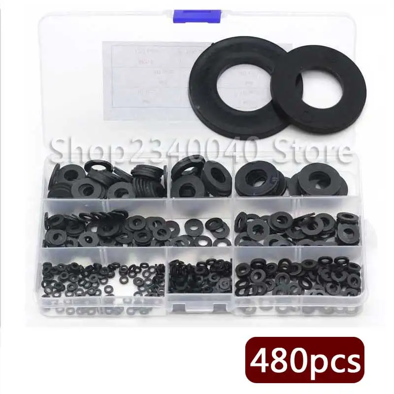 

M2.5 M3 M4 M5 M6 M8 M10 M12 Black/White Plastic Nylon Washer 7 Size Flat Spacer Washer Seals Gasket O Ring Assortment Kit 480pcs