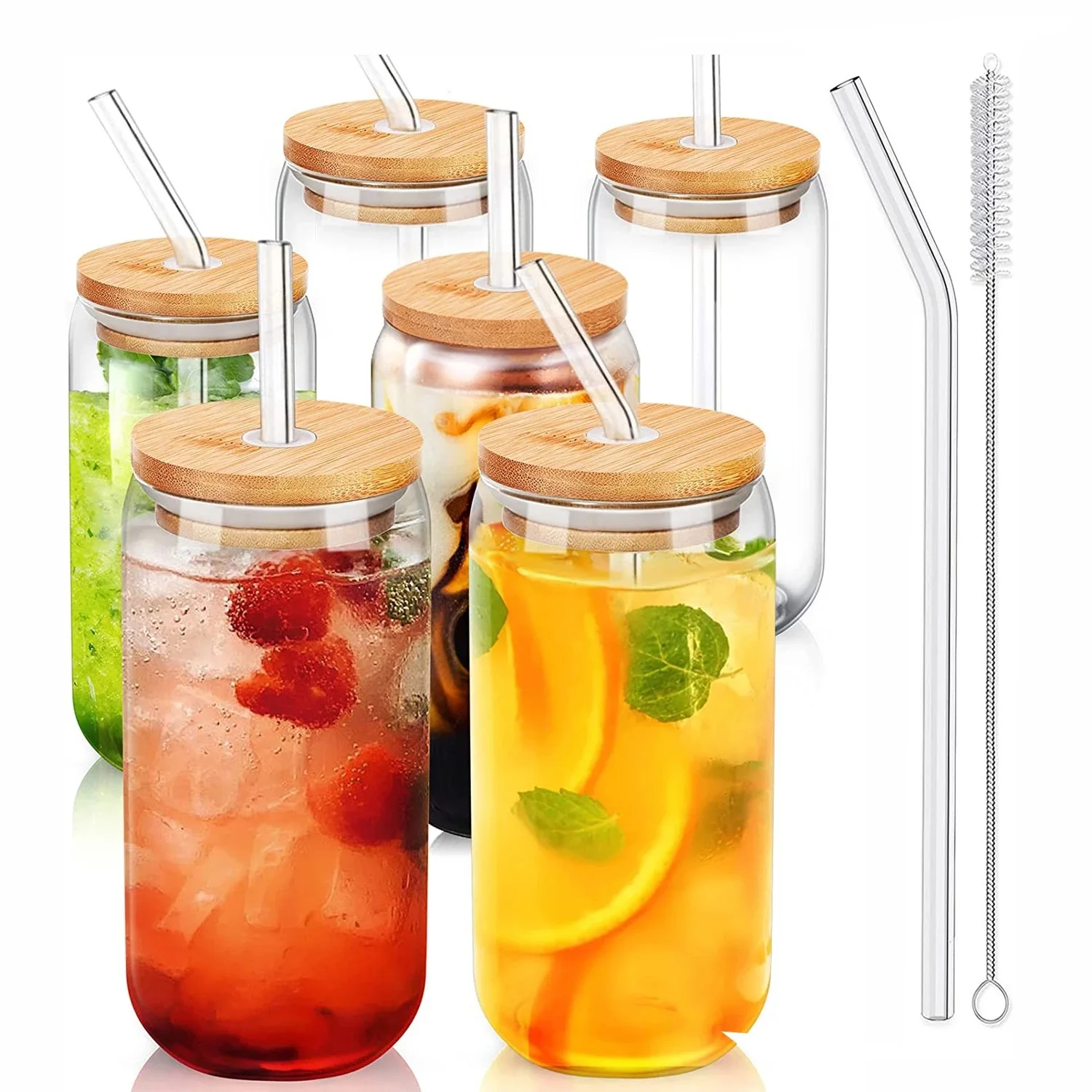 

Glass With Cap Straw Transparent Milk Tea Cup I Glass Beer Can Coffee Cup High Borosilicate Glass Wine Set Durable 550ml/400ml