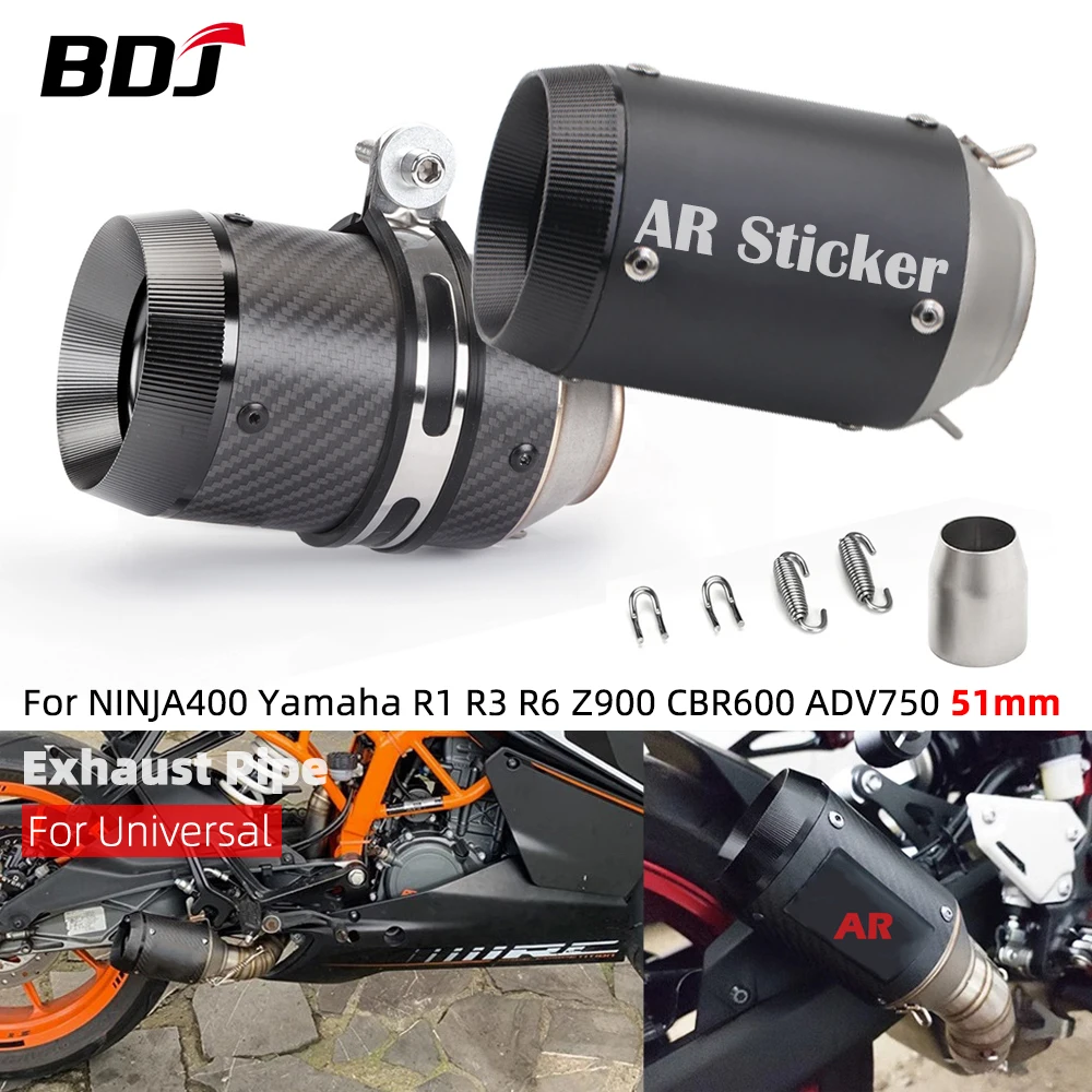 

Motorcycle 51mm Exhaust Muffler Escape Link Pipe Silencer Motor Accessories For NINJA400 Yamaha R1 R3 R6 Z900 CBR600 ADV750