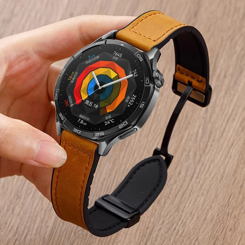 Magnetic Leather Silicone Sports Watch Strap