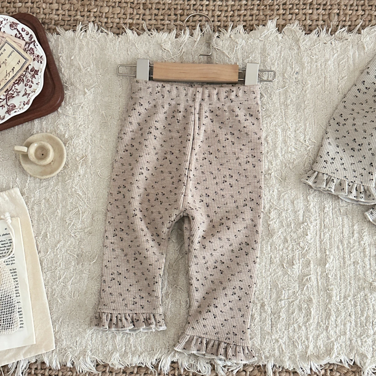 Neue Winter Kleinkind Mädchen Hosen Kinder Kinder Warme Hosen Spitze Saum Kleine Blumen Druck Außerhalb Vielseitig – Detail 2