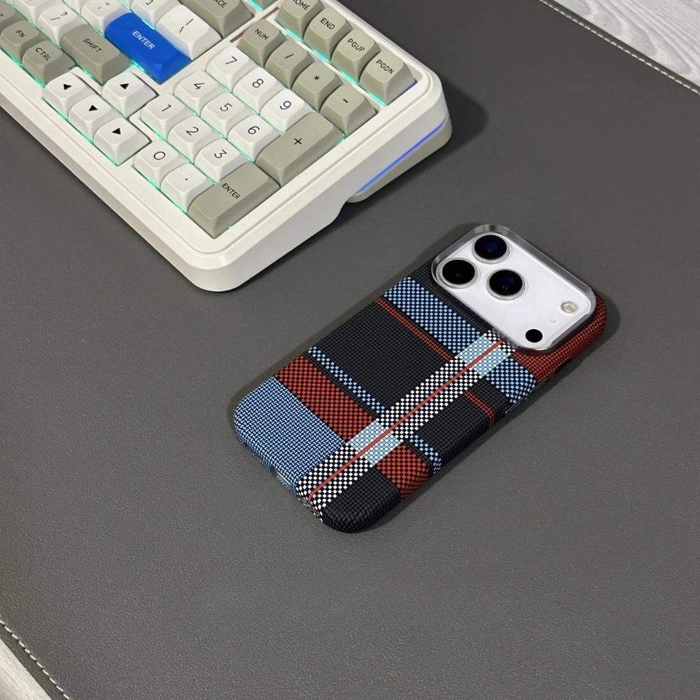 Korean Style Magnetic Carbon Fiber Texture Phone Case with Camera Lens Protection