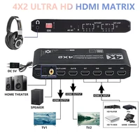 4K 60Hz HDMI Matrix 4x2 with Optical & 3.5mm Stereo Audio Out HDMI Matrix Switcher Splitter 4 In 2 Out Support ARC HDCP 2.2 EDID - Image 2