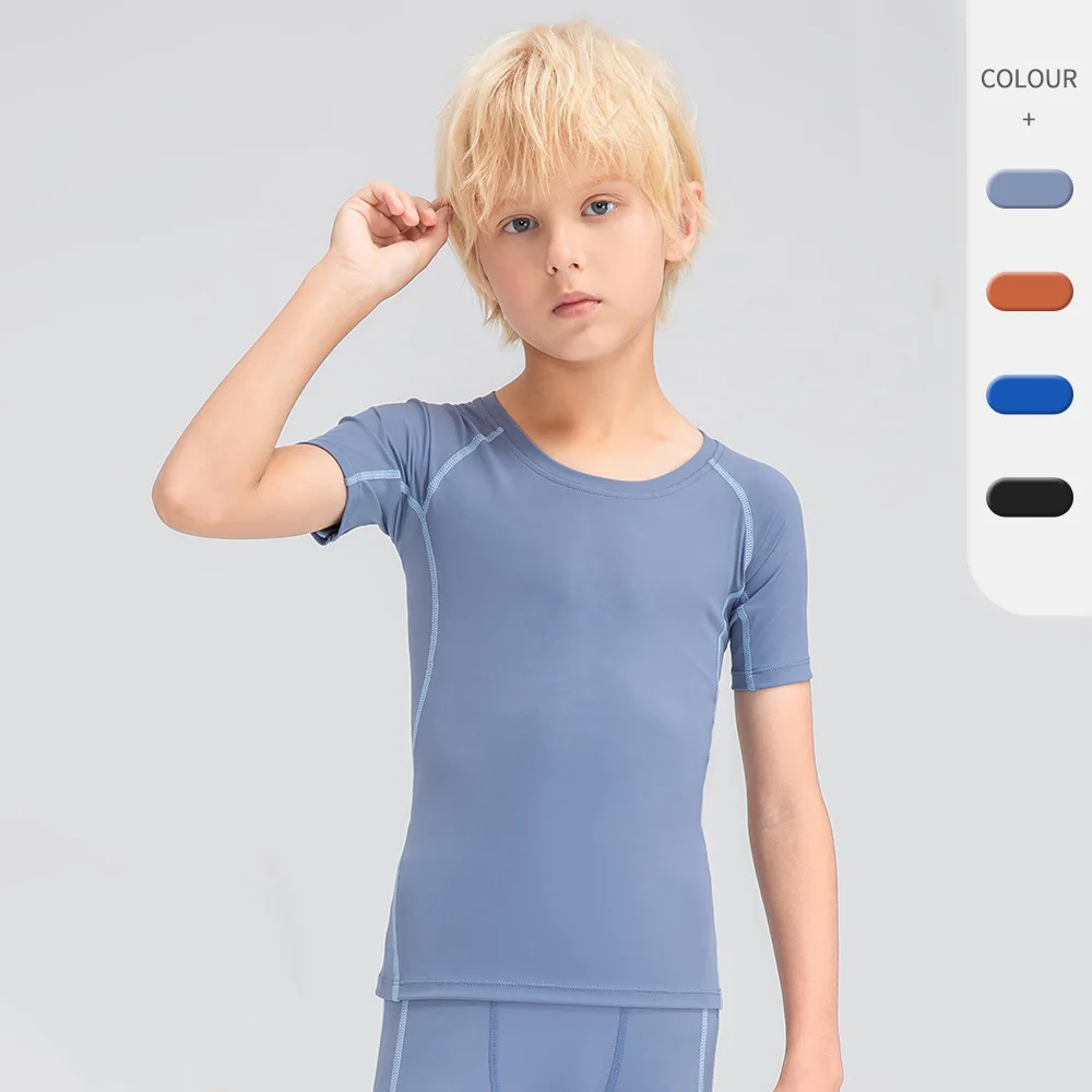

Boys' sport T-shirt tight fitting quick-drying high-elastic fitness short-sleeved basketball training top
