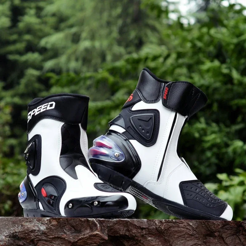 Men's Motorcycle boots Middle long Microfiber Leather biker Racing Boots Motocross Motorbike speed moto shoes motobotinki